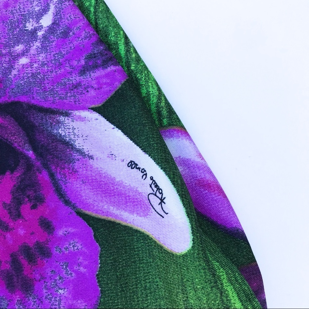 Vintage Runway & Magazine Roberto Cavalli Purple & Green Floral Dress XL - Picture 5 of 10